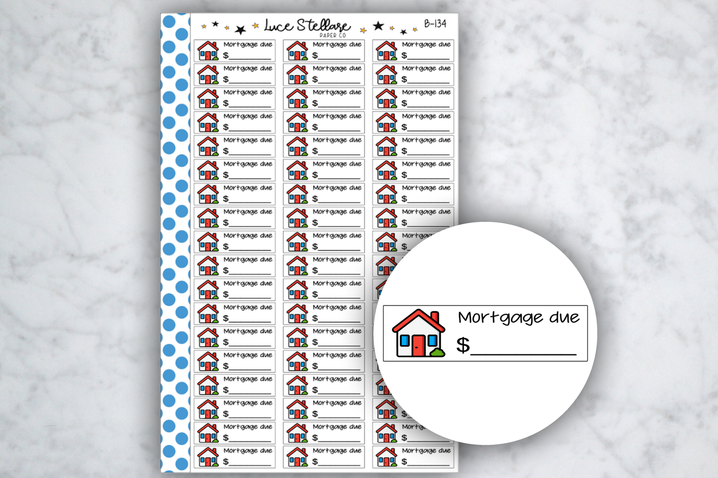 Mortgage Bill Due Stickers / B-134