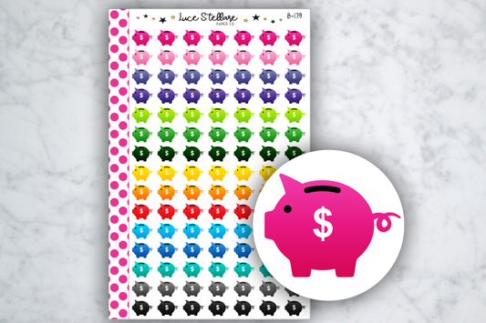 Piggy Bank Planner Stickers/ B-179