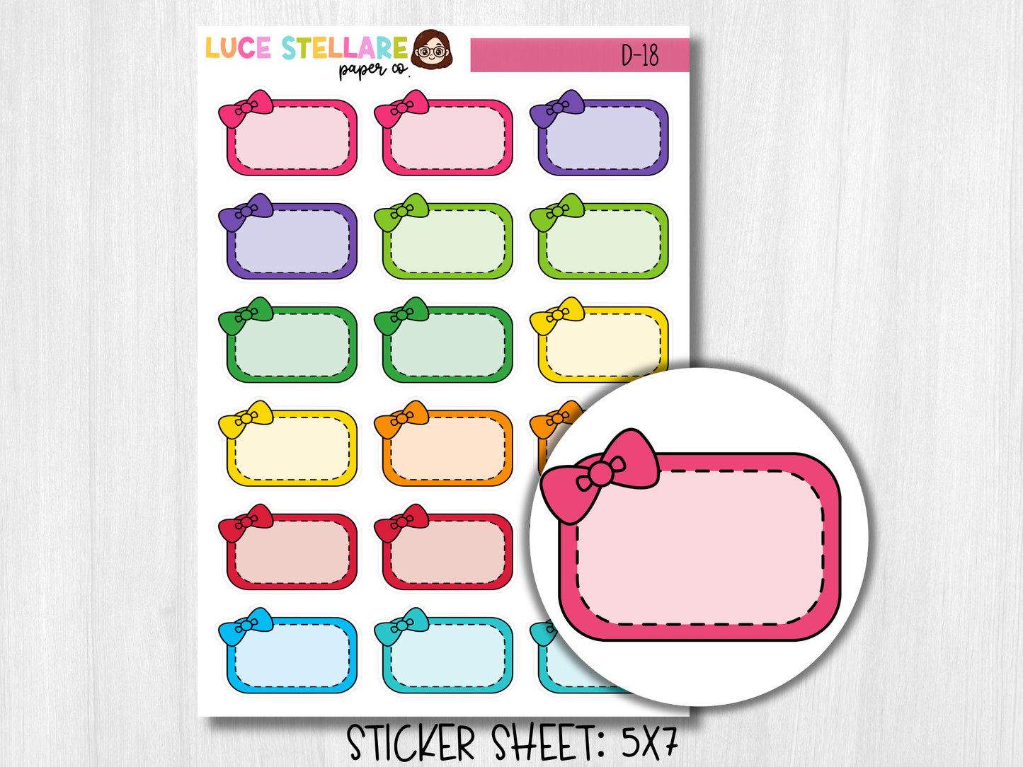 Half Box with Bow Planner Stickers / D-18