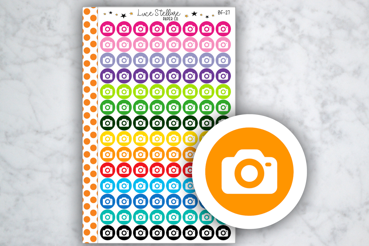 Camera Dots Planner Stickers / BF-27
