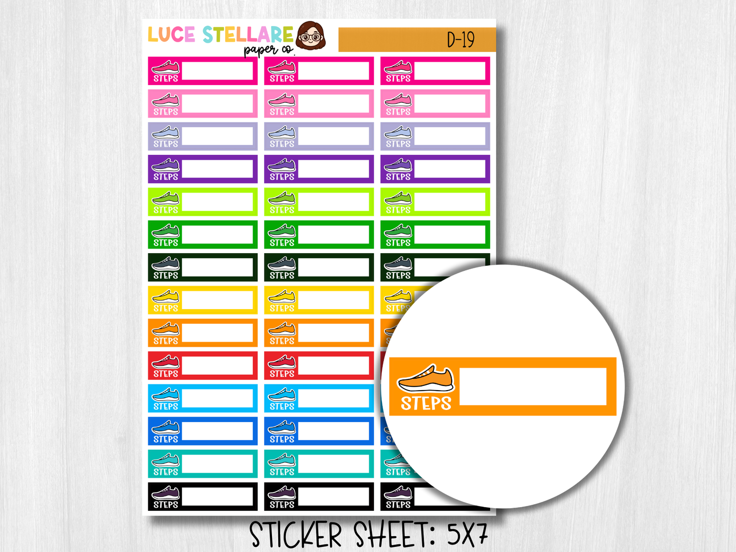 Step Tracker Planner Stickers / D-19