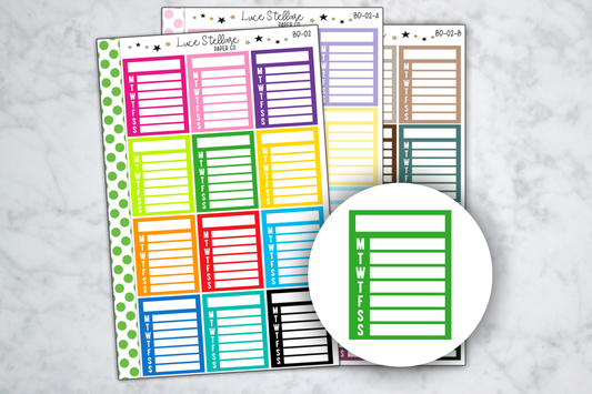 Weekly To Do Full Boxes Stickers / BD-02