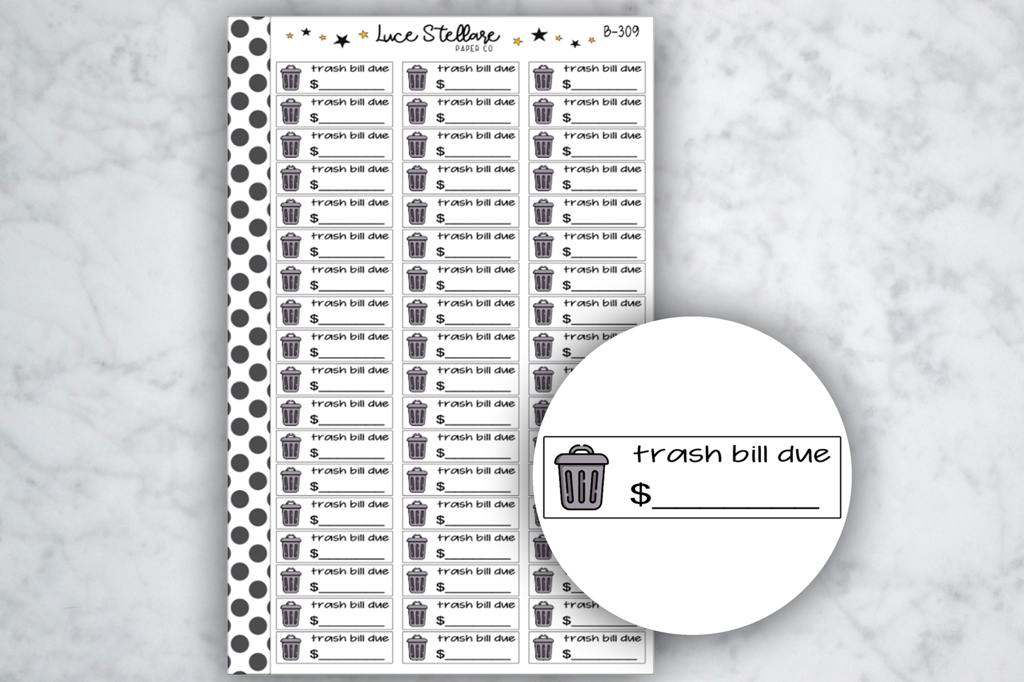 Trash Bill Due Stickers / B-309