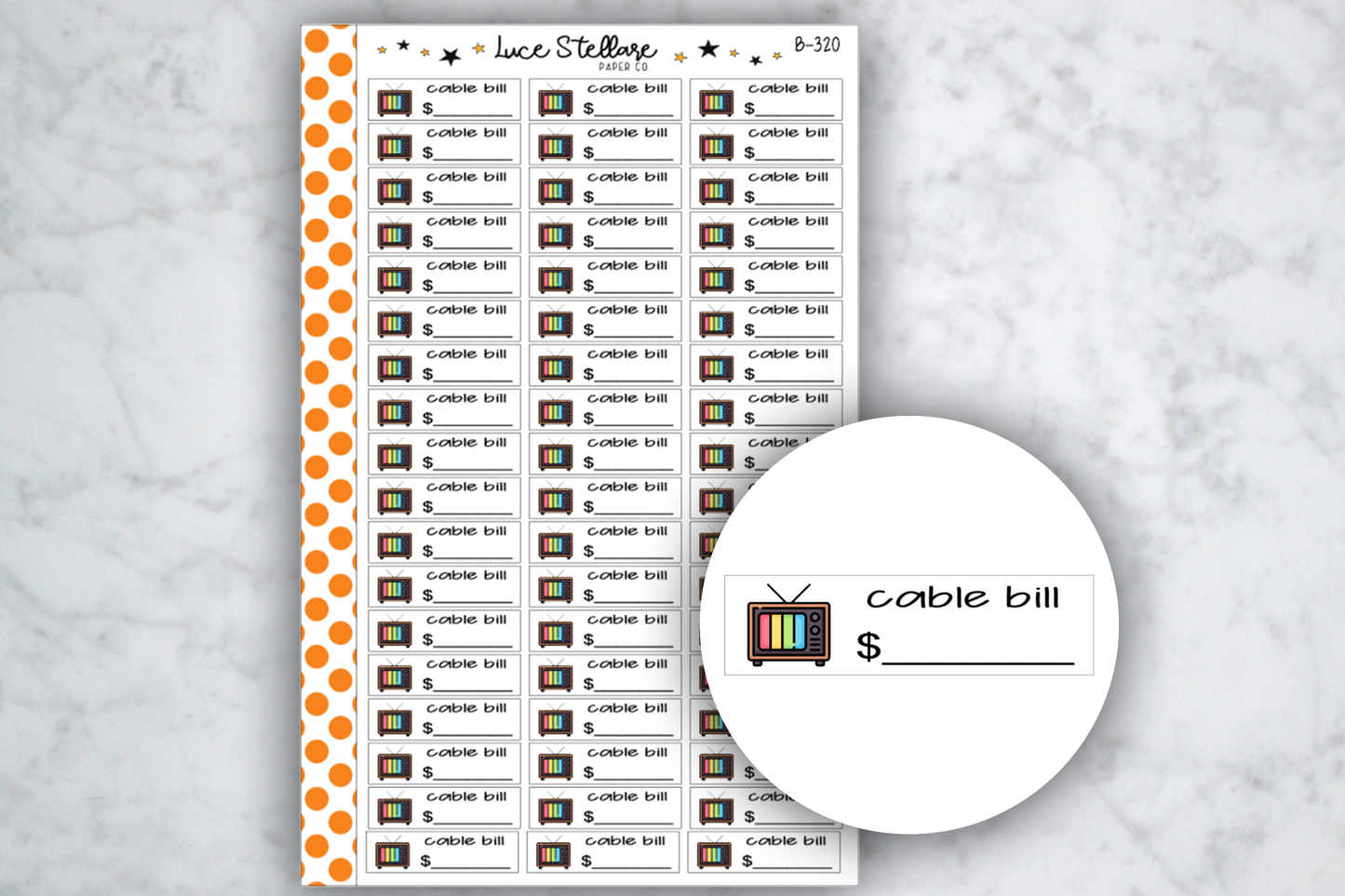 Cable Bill Due Stickers / B-320