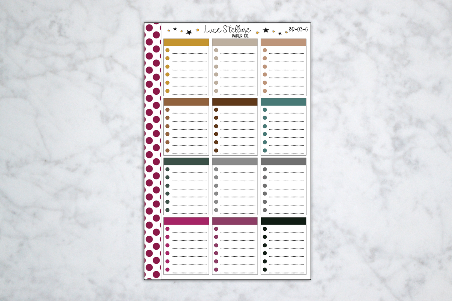 Checklist Full Box Stickers / BD-03