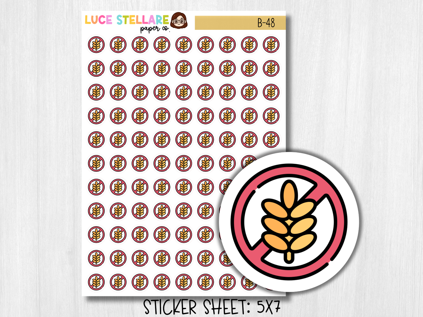 No Gluten Icon Stickers / B-48
