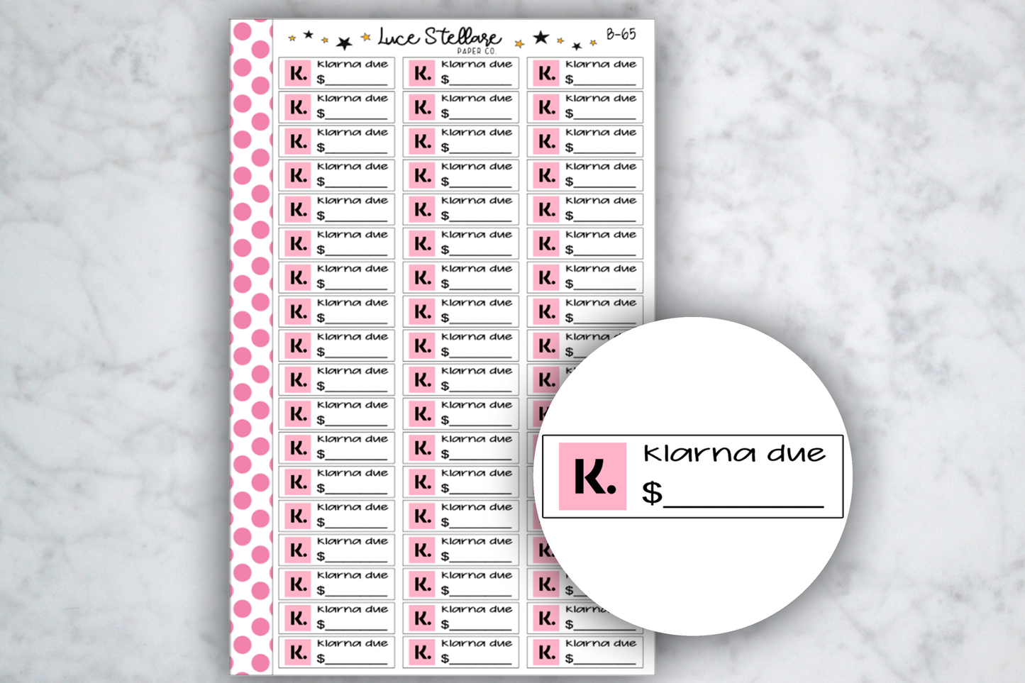 Klarna Bill Due Stickers / B-65