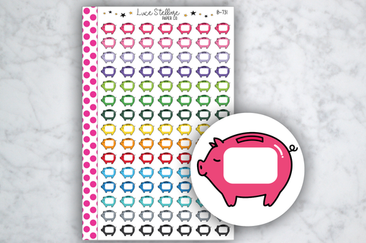 Piggy Bank Tracker Stickers / B-731