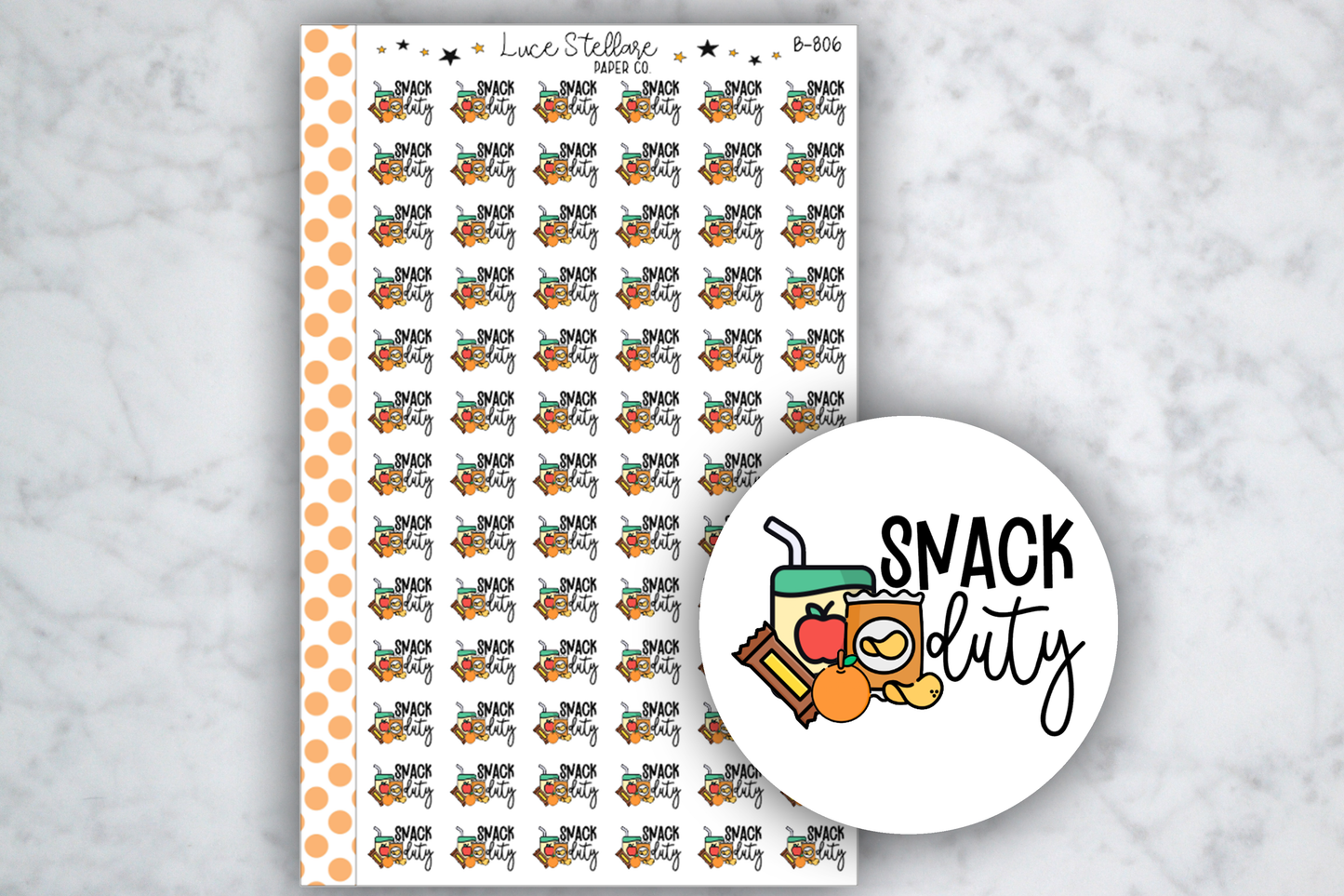 Snack Duty Planner Stickers / B-806