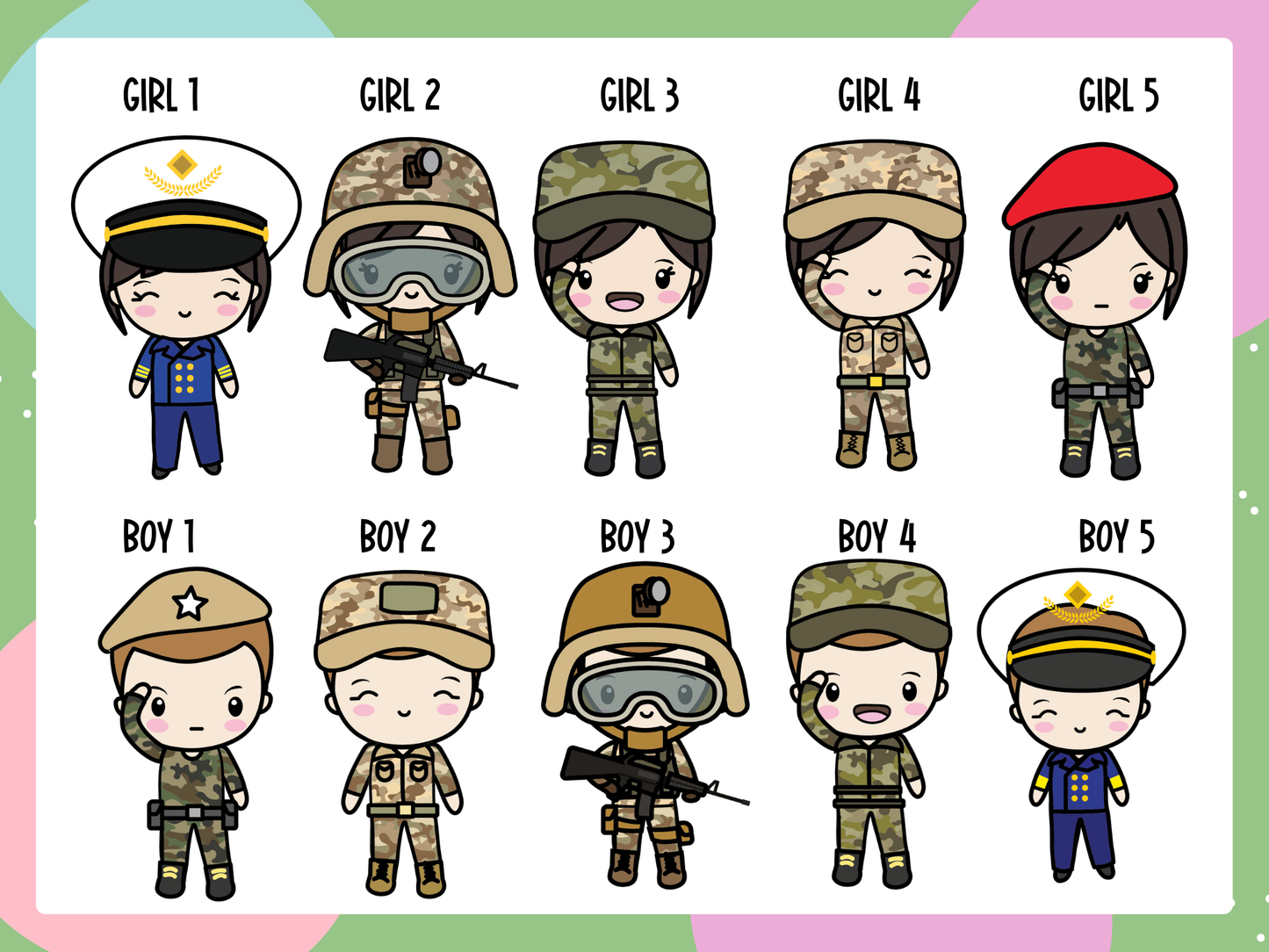 Army Men and Women Planner Stickers / L-22