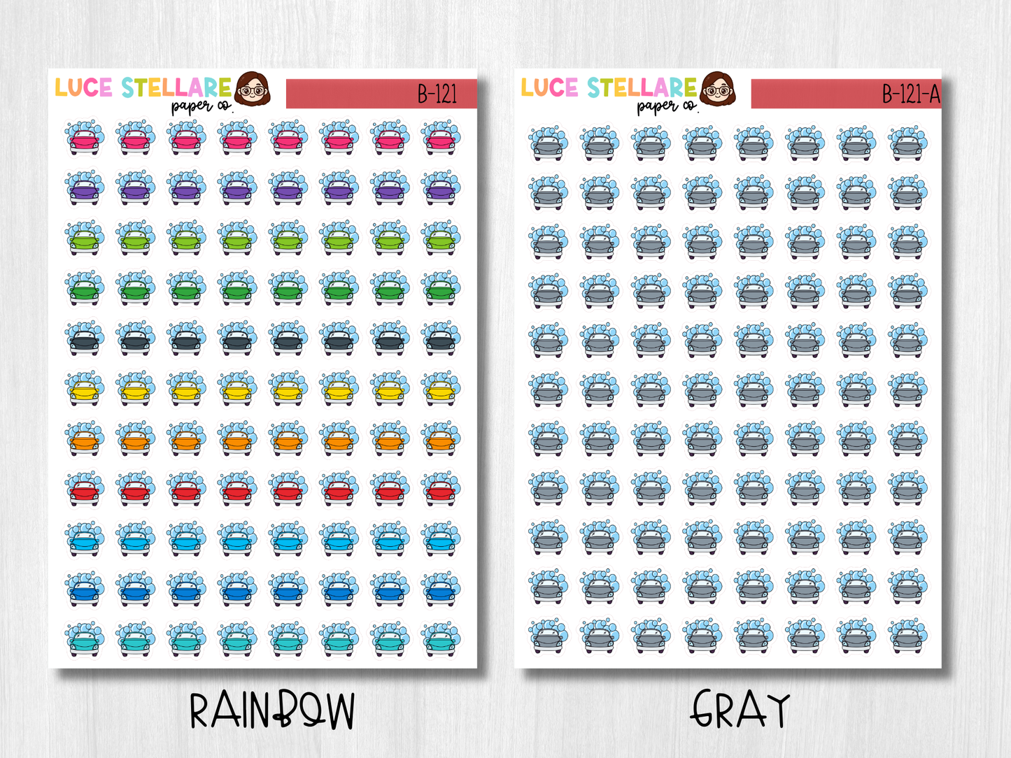 Car Wash Planner Stickers / B-121