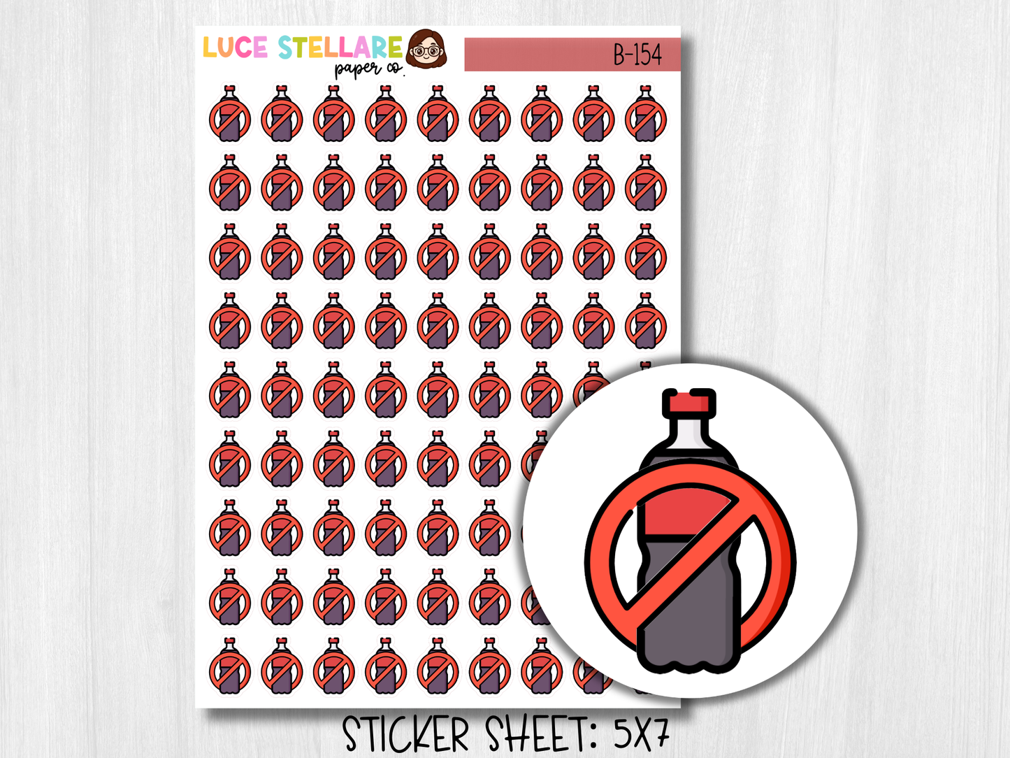 No Soda Tracker Planner Stickers / B-154