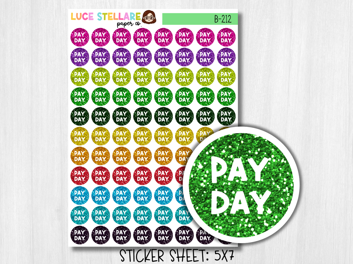 Glitter Payday Dots Planner Stickers / B-212