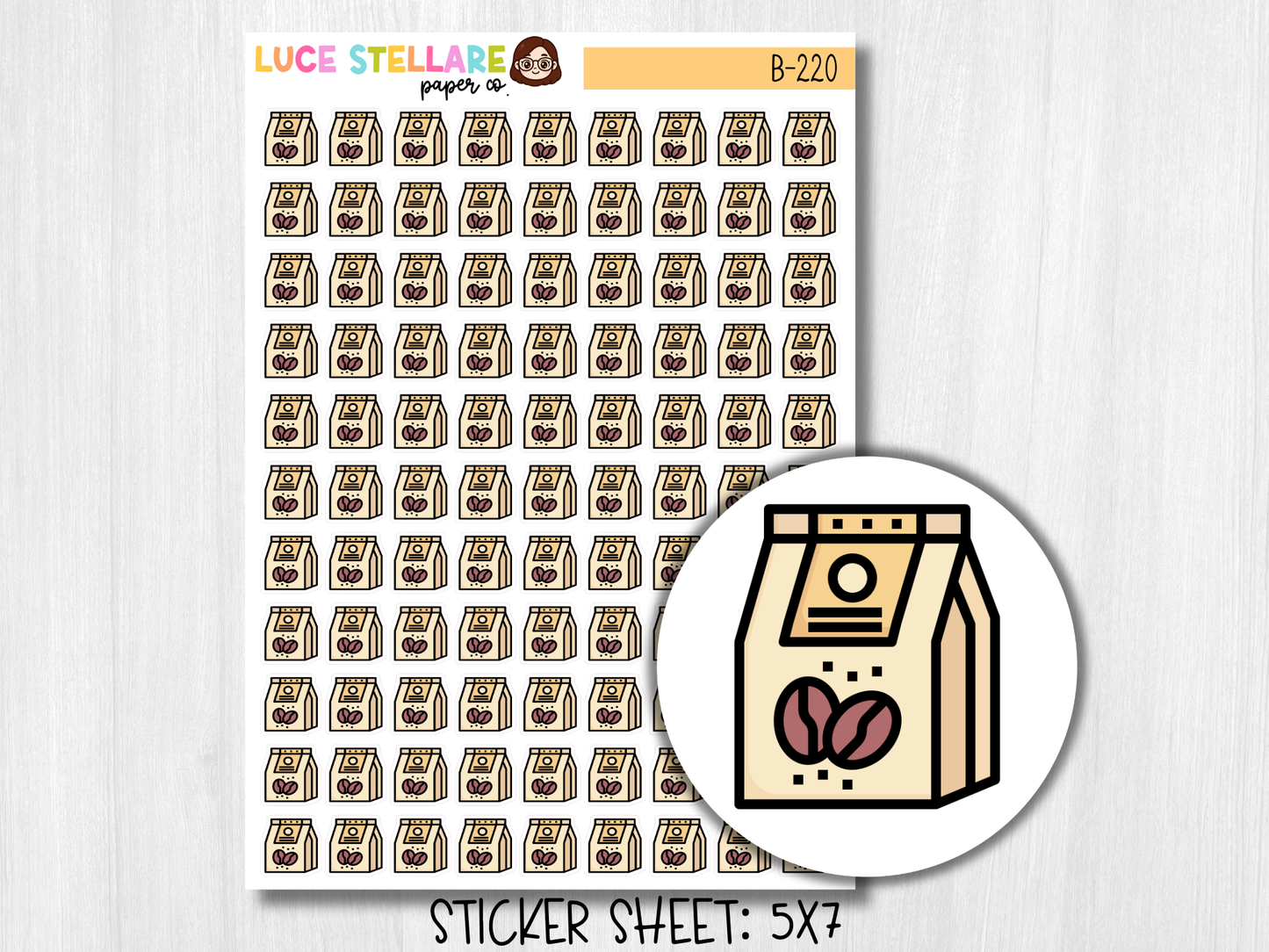 Coffee Bag Planner Stickers / B-220
