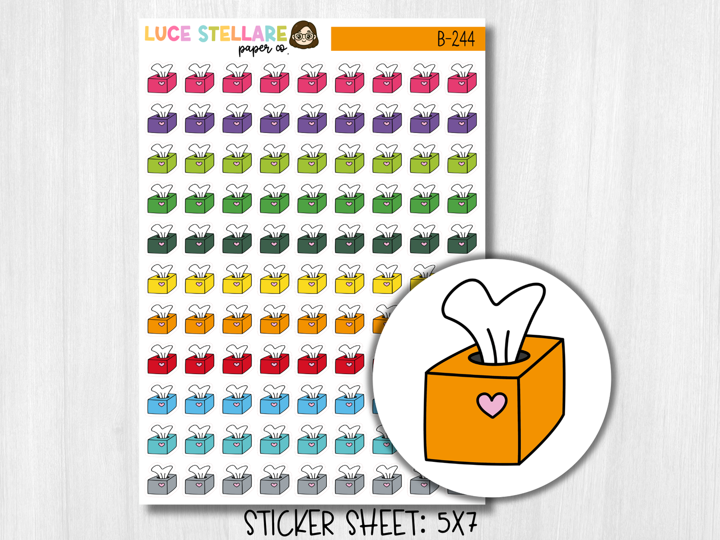 Tissue Box Planner Stickers / Sick Day Planner Stickers /B-244