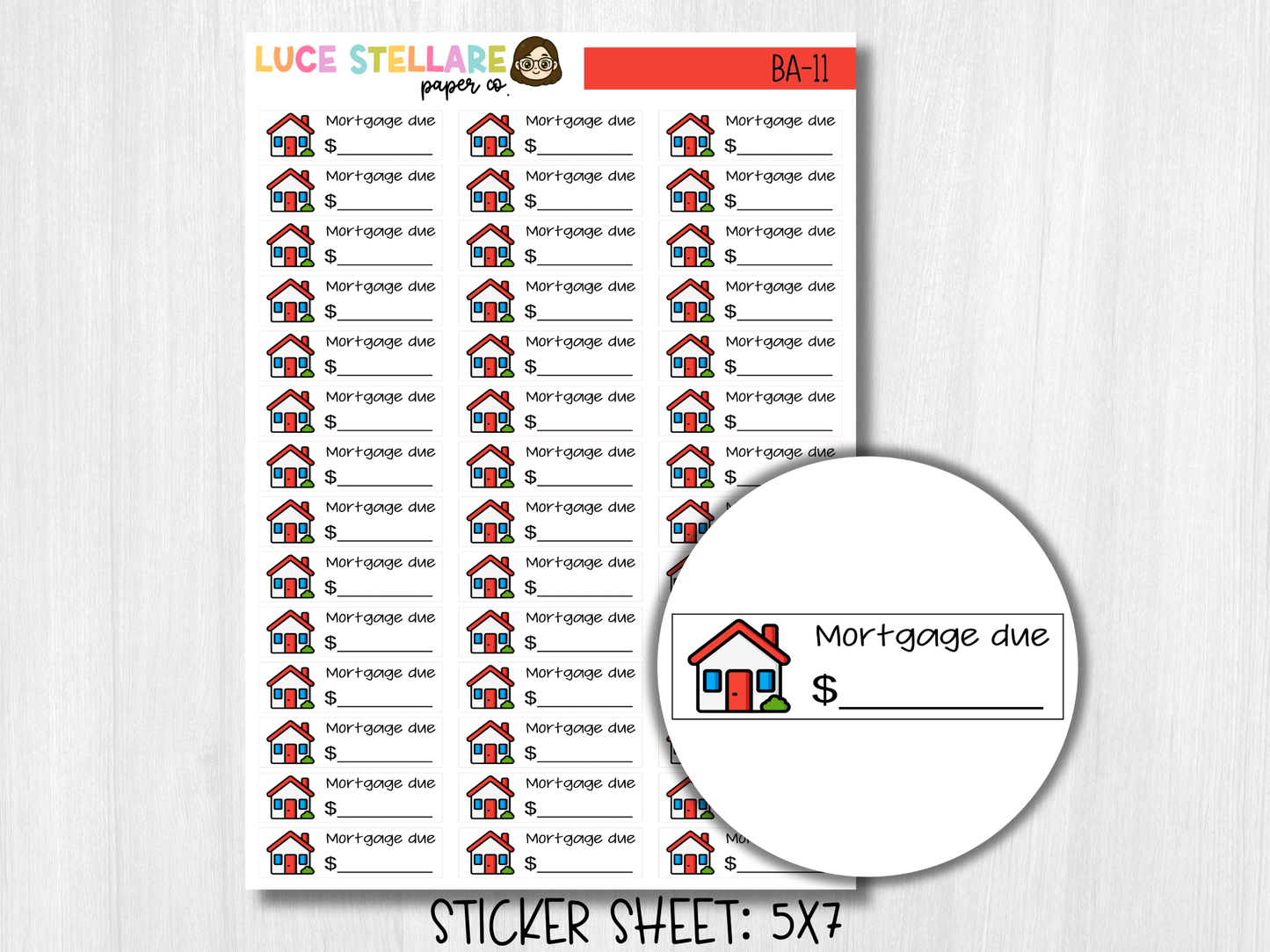 Mortgage Bill Due Stickers / BA-11