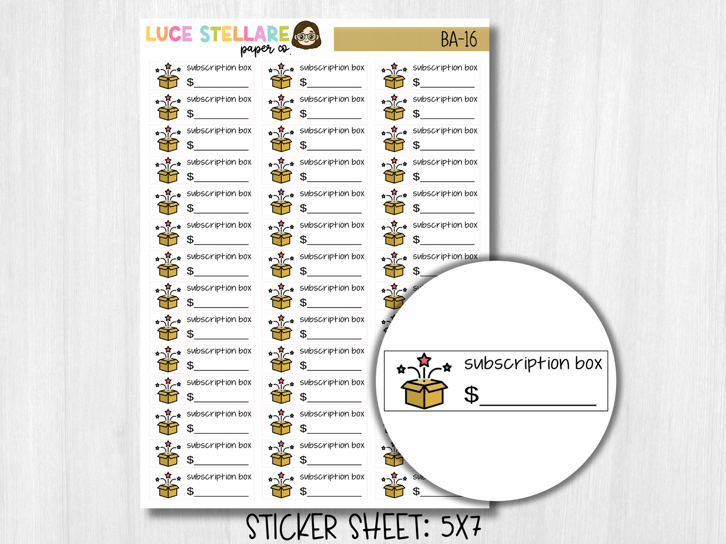 Subscription Box Bill Due Stickers / BA-16