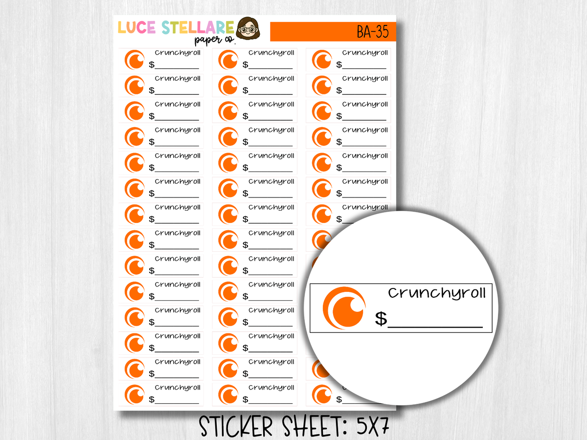 Crunchyroll Bill Planner Stickers / BA-35
