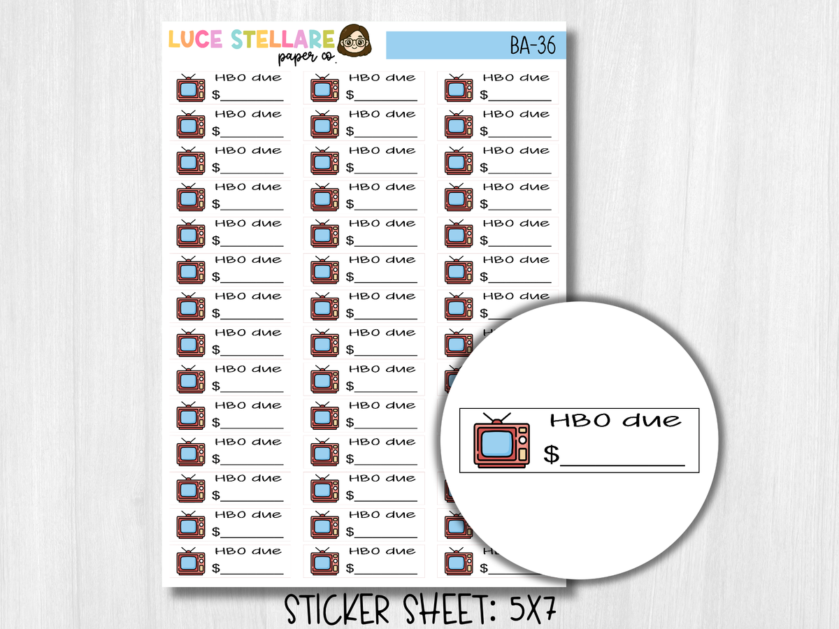 HBO Bill Due Planner Stickers / BA-36