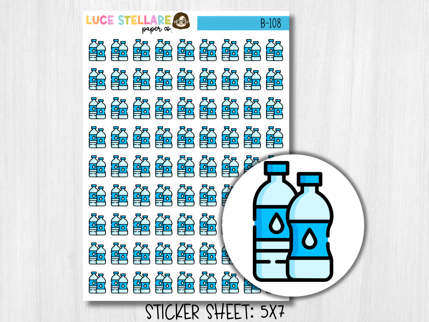 Water Bottle Planner Stickers / B-108