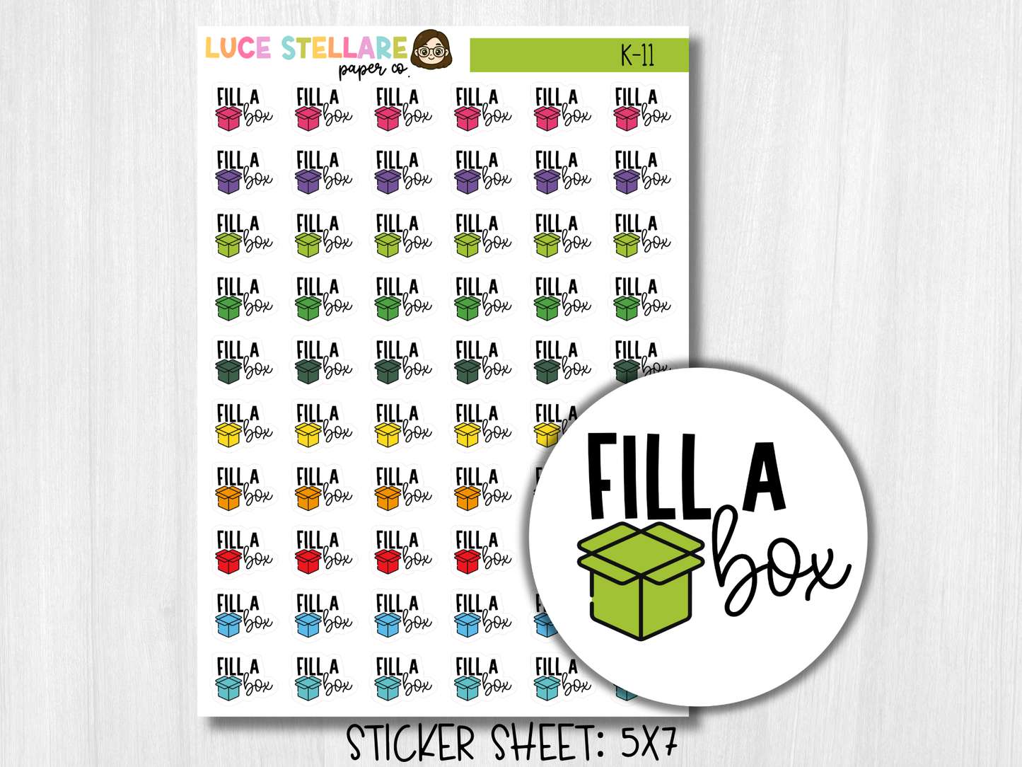 Fill A Box Planner Stickers / K-11