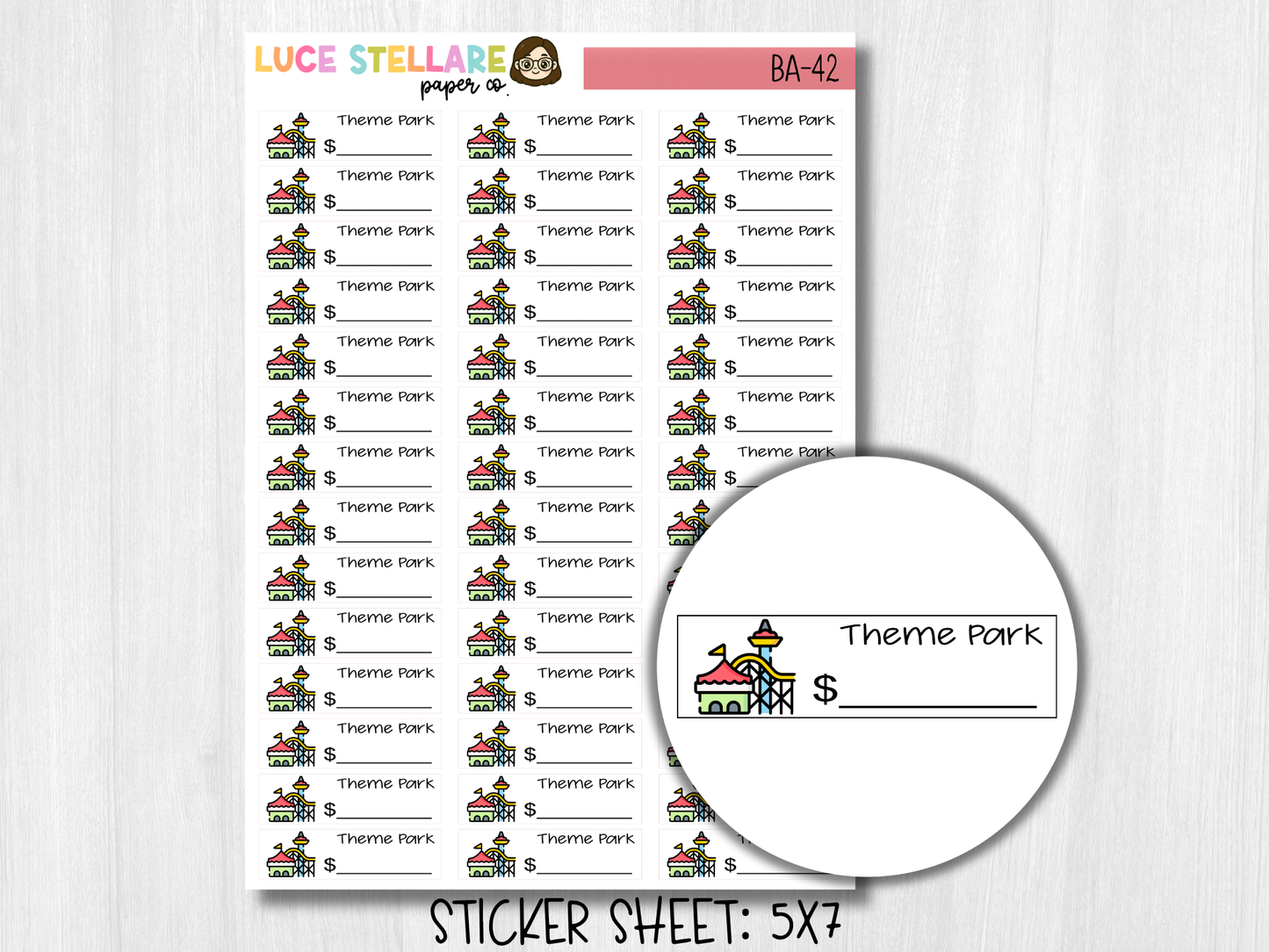 Theme Park Budget Planner Stickers / BA-42