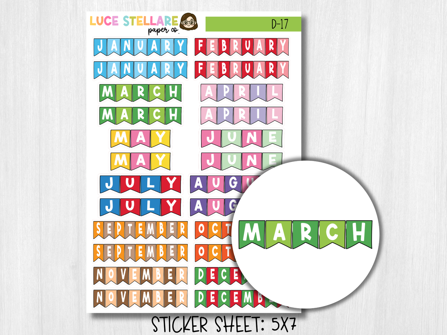Months of the Year Planner Stickers / D-17