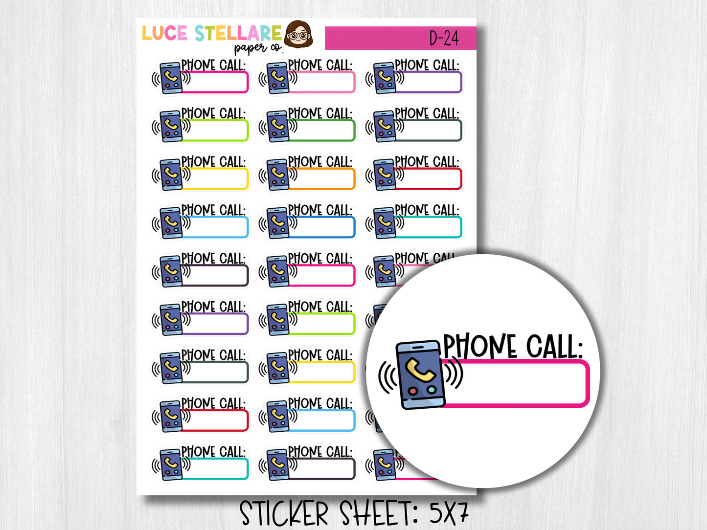 Phone Call Reminder Planner Stickers / D-24