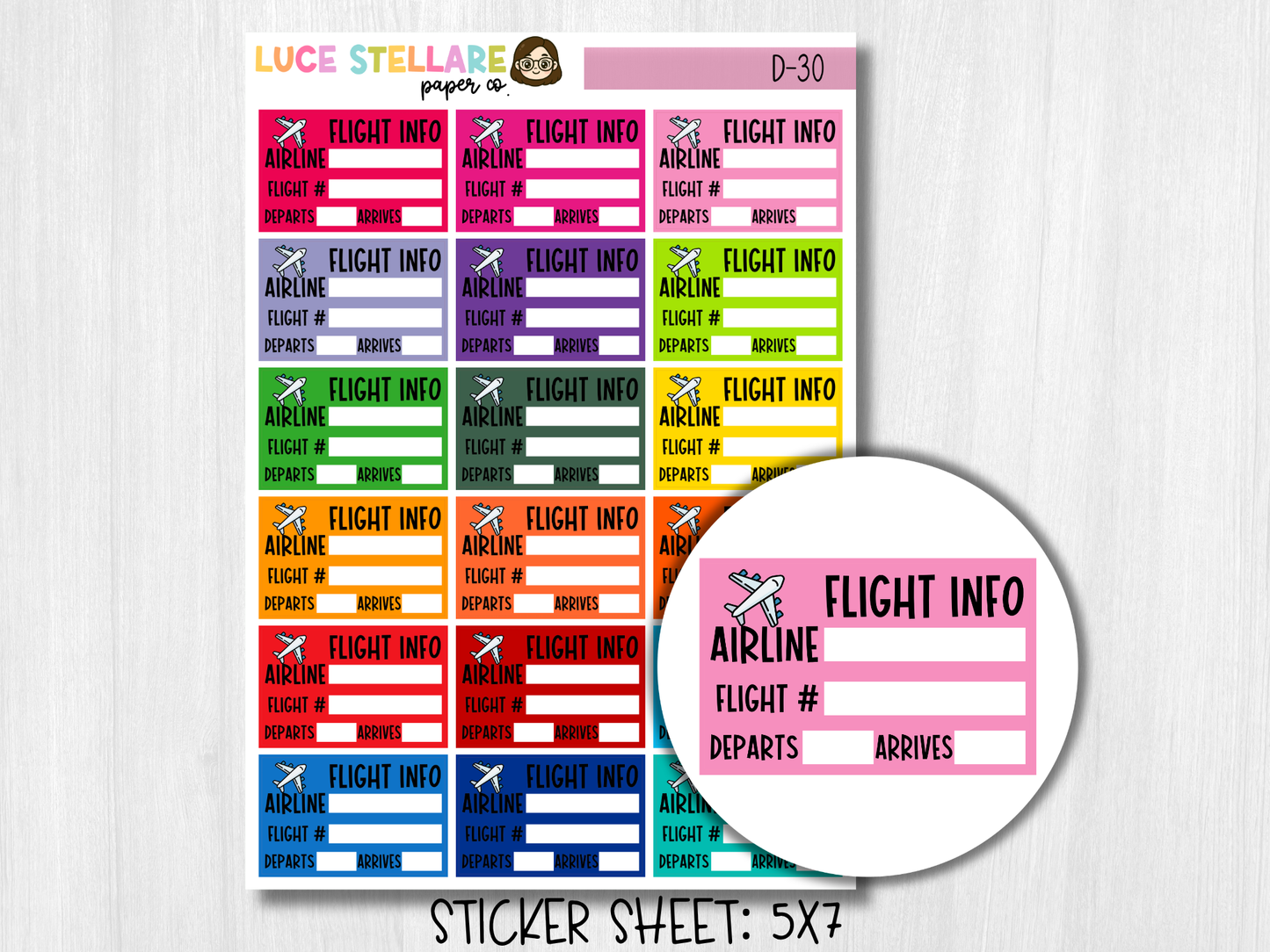 Flight Tracker Planner Stickers / D-30