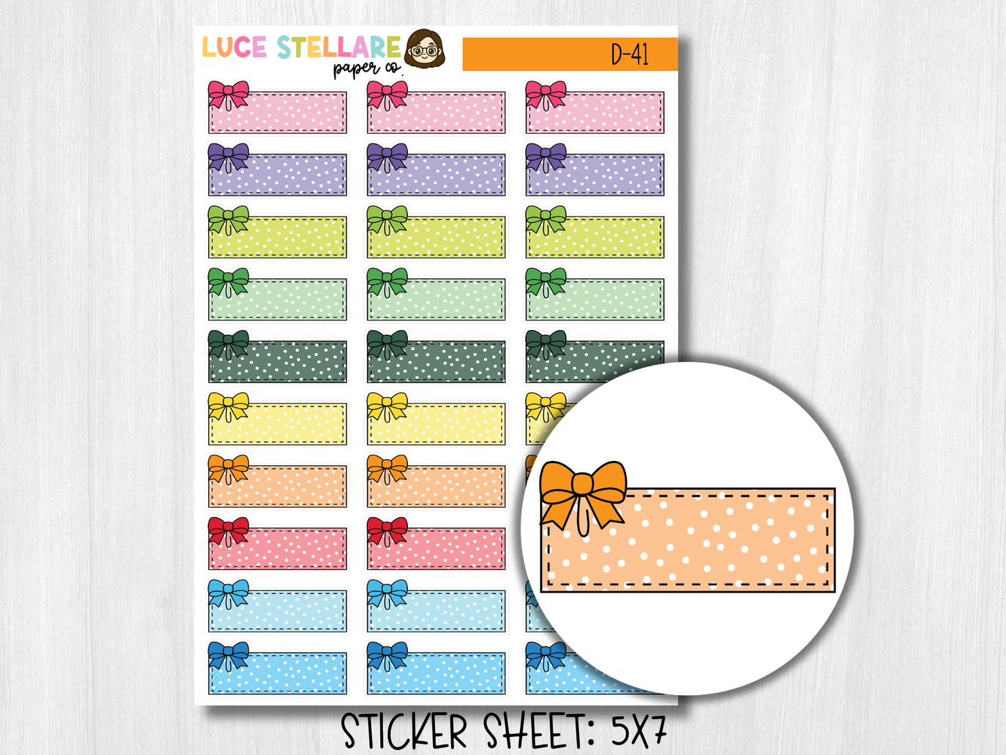 Quarter Box with Bow Planner Stickers / D-41