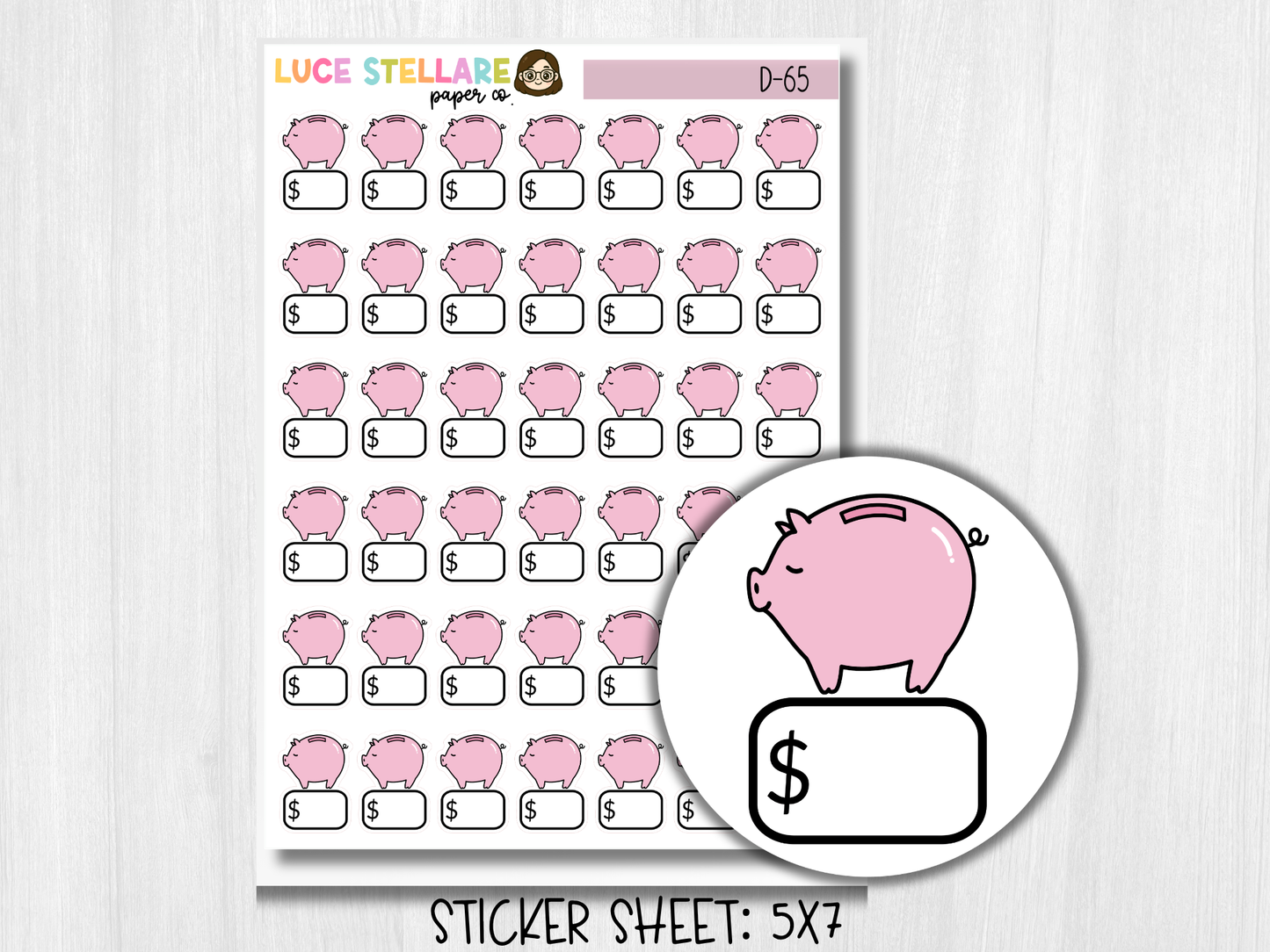 Piggy Bank Savings Tracker Planner Stickers / D-65