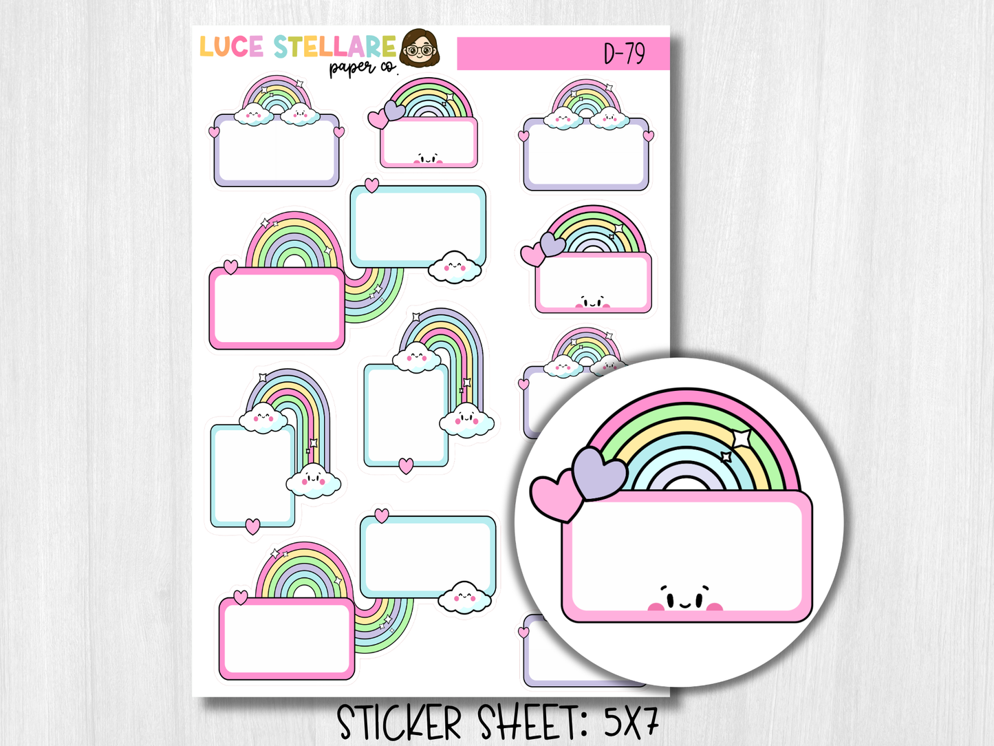Rainbow Functional Boxes Planner Stickers / D-79