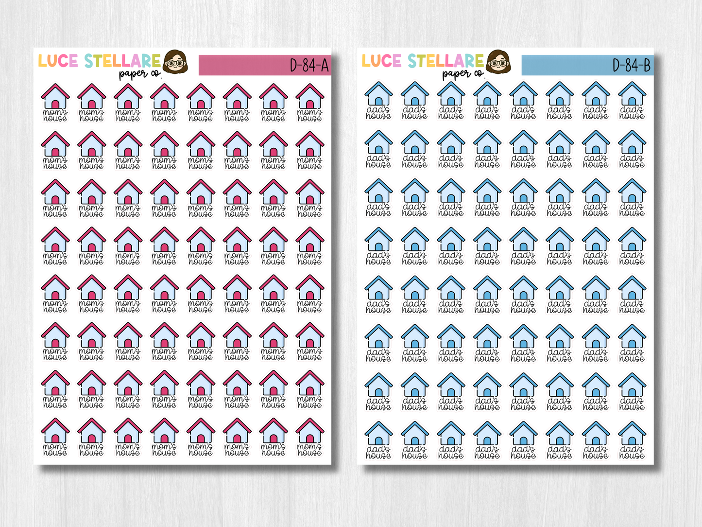 Mom's House and Dad's House Planner Stickers / D-84