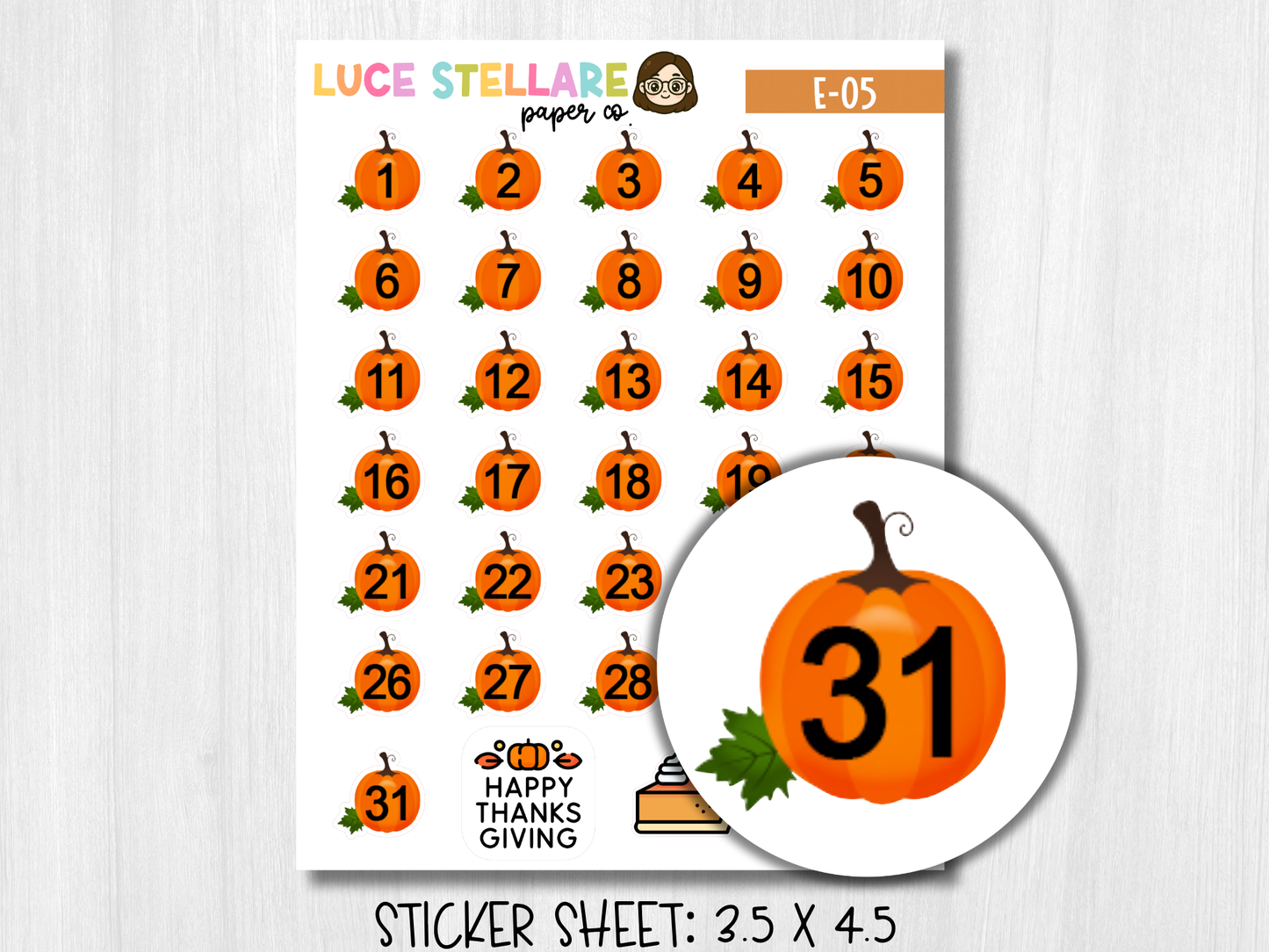 Pumpkin Date Covers Planner Stickers / E-05