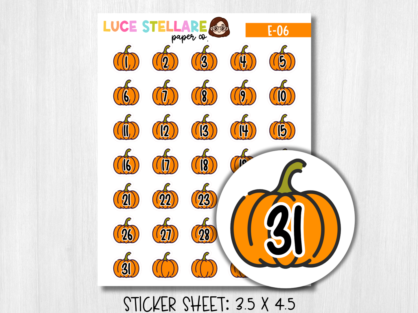 Pumpkin Date Covers Planner Stickers / E-06