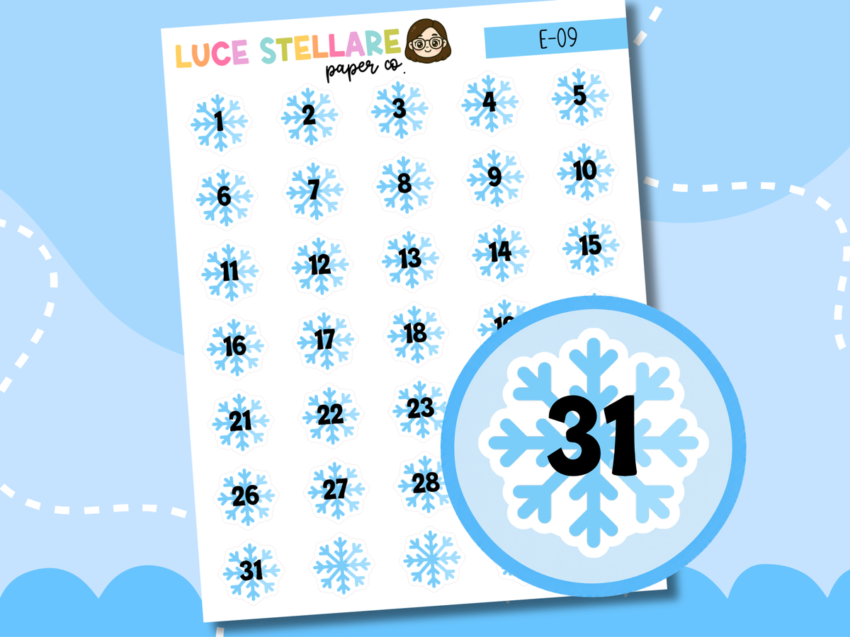 Snowflake Date Covers Planner Stickers / E-09