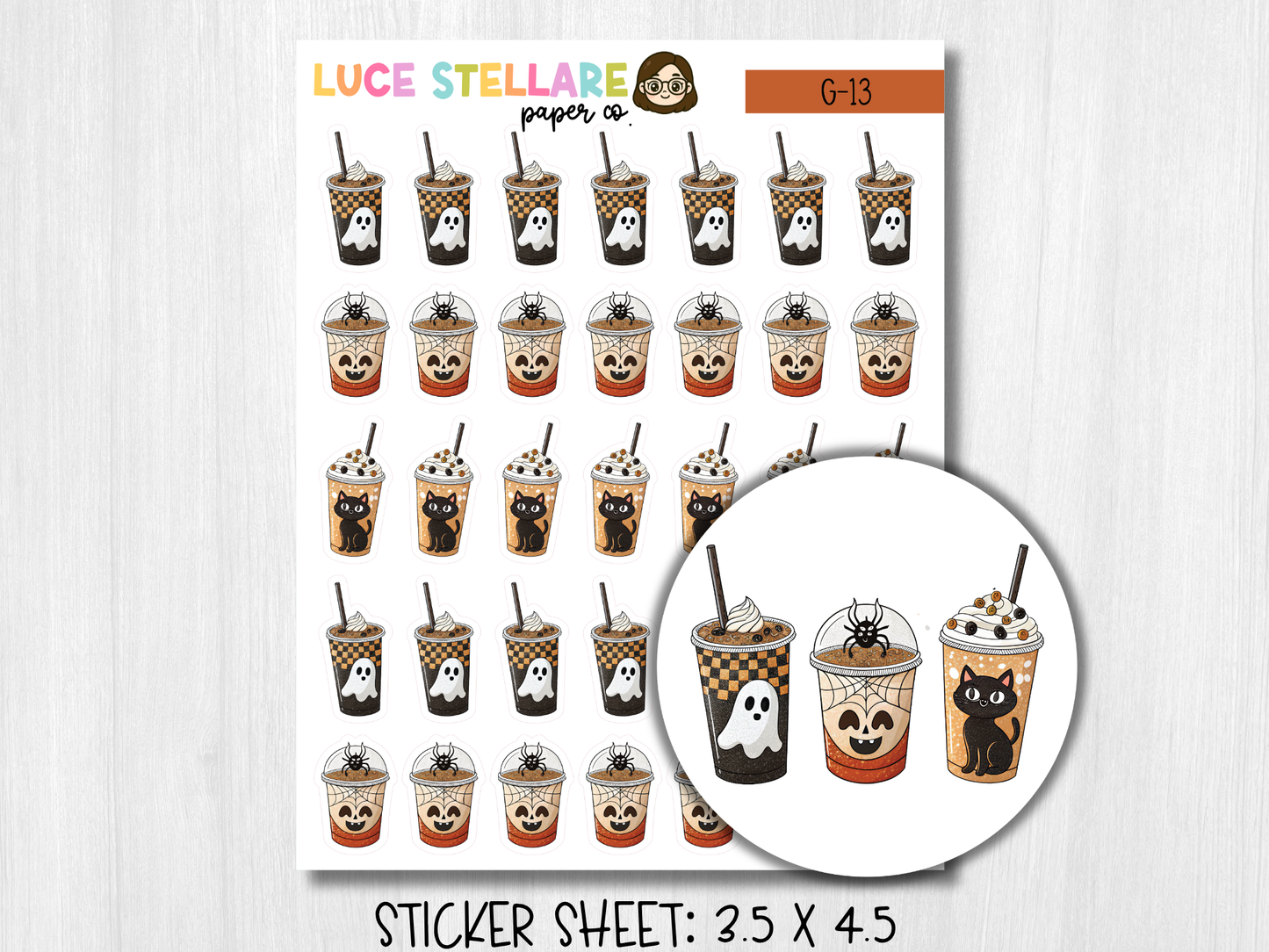 Halloween Coffee Deco Planner Stickers / G-13