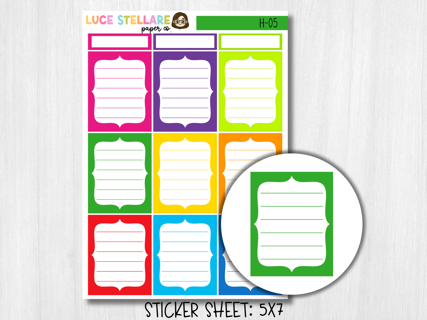 Lined Full Boxes Planner Stickers / H-05