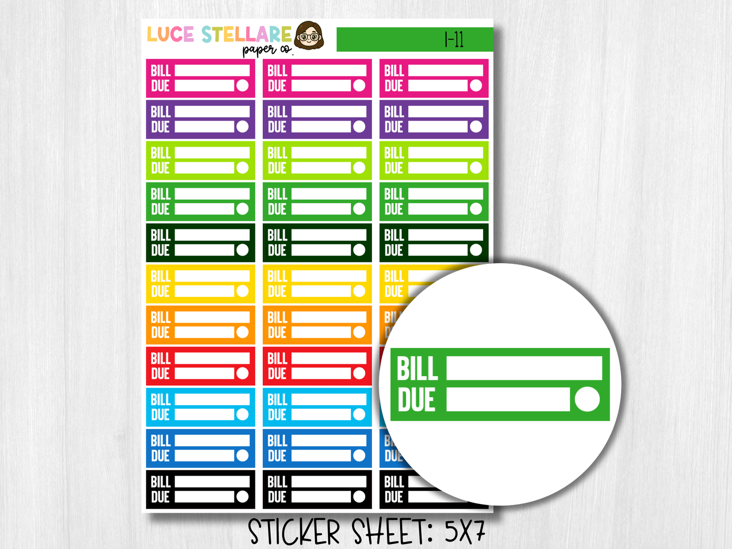 Bill Due Boxes Stickers /I-011