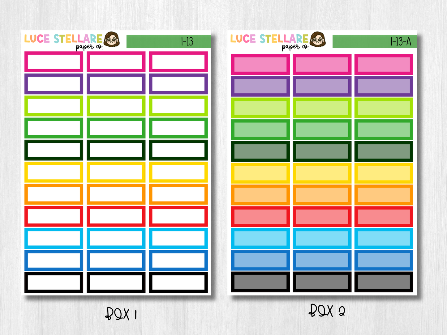 Outlined Quarter Box Planner Stickers/ I-13