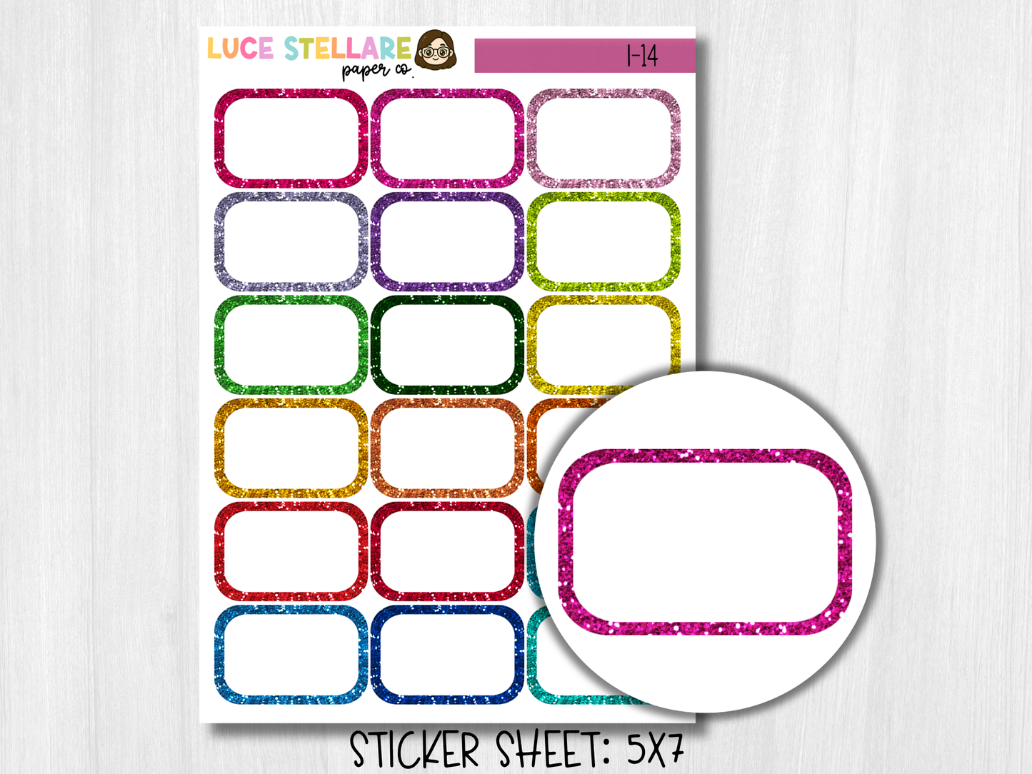 Glitter Half Box Planner Stickers / I-14