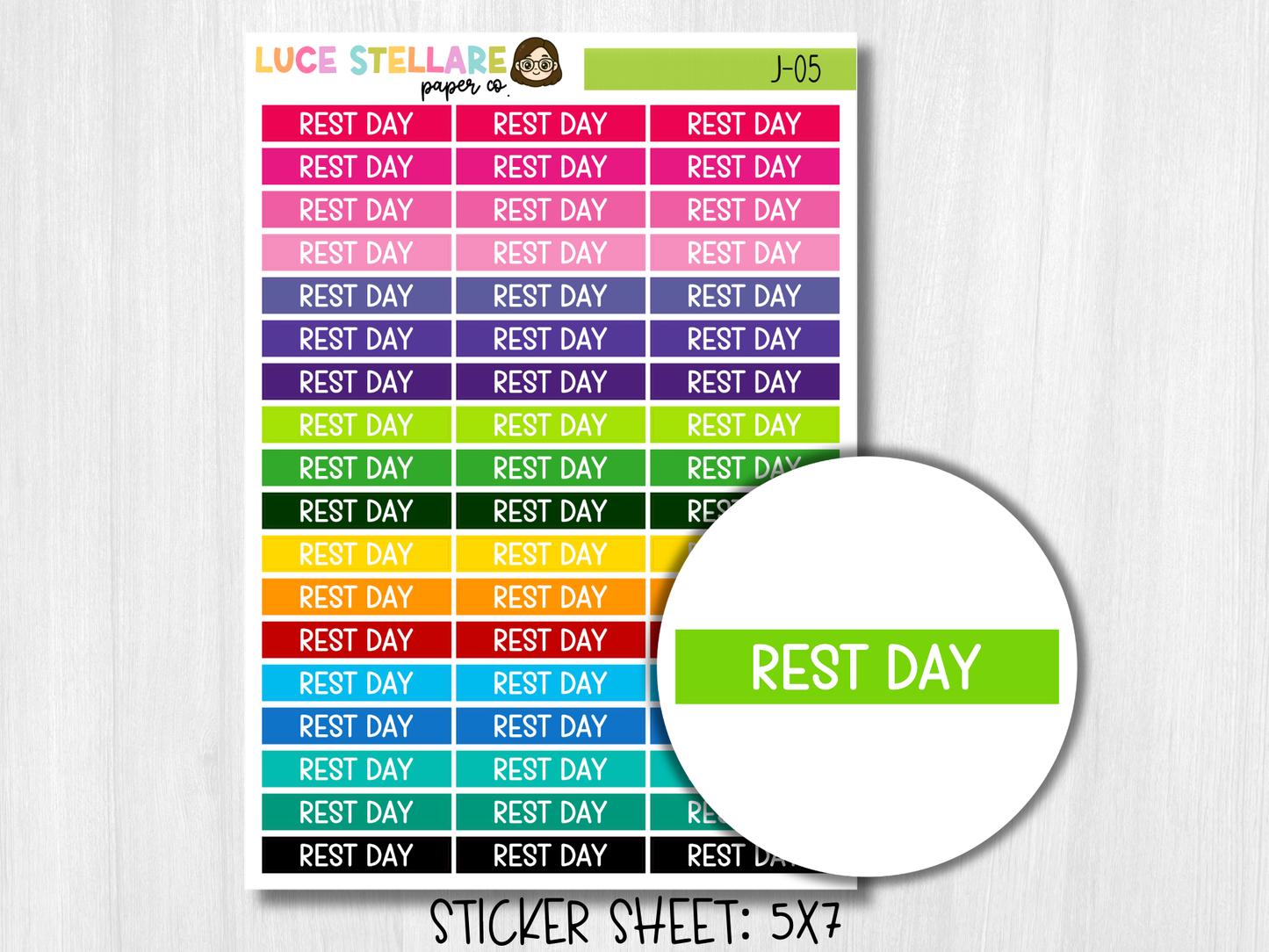 Rest Day Header Planner Stickers / J-05
