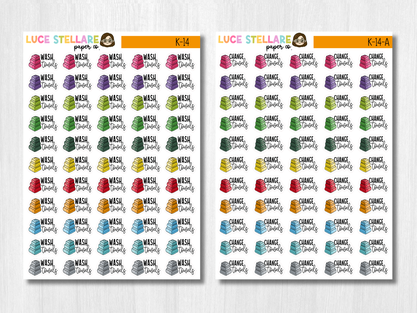 Wash Towels Planner Stickers / K-14