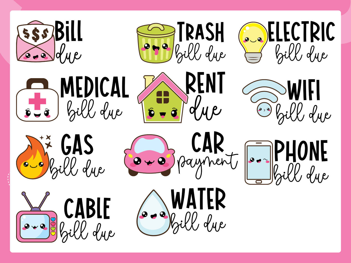 Bill Due Planner Stickers / K-36