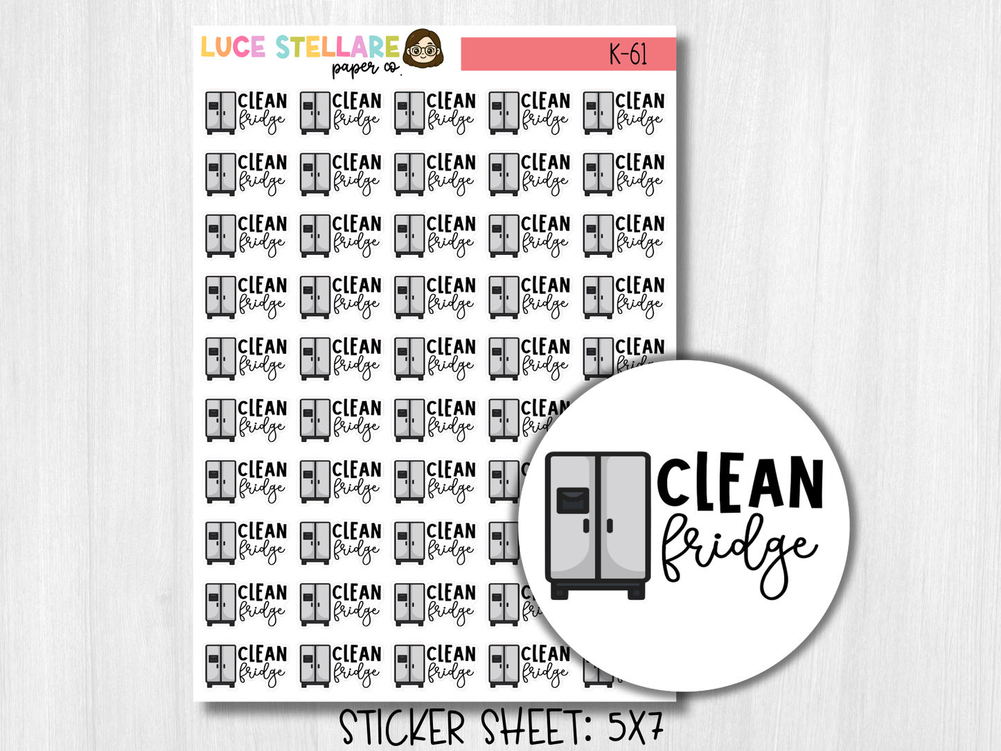 Clean Fridge Planner Stickers / K-61