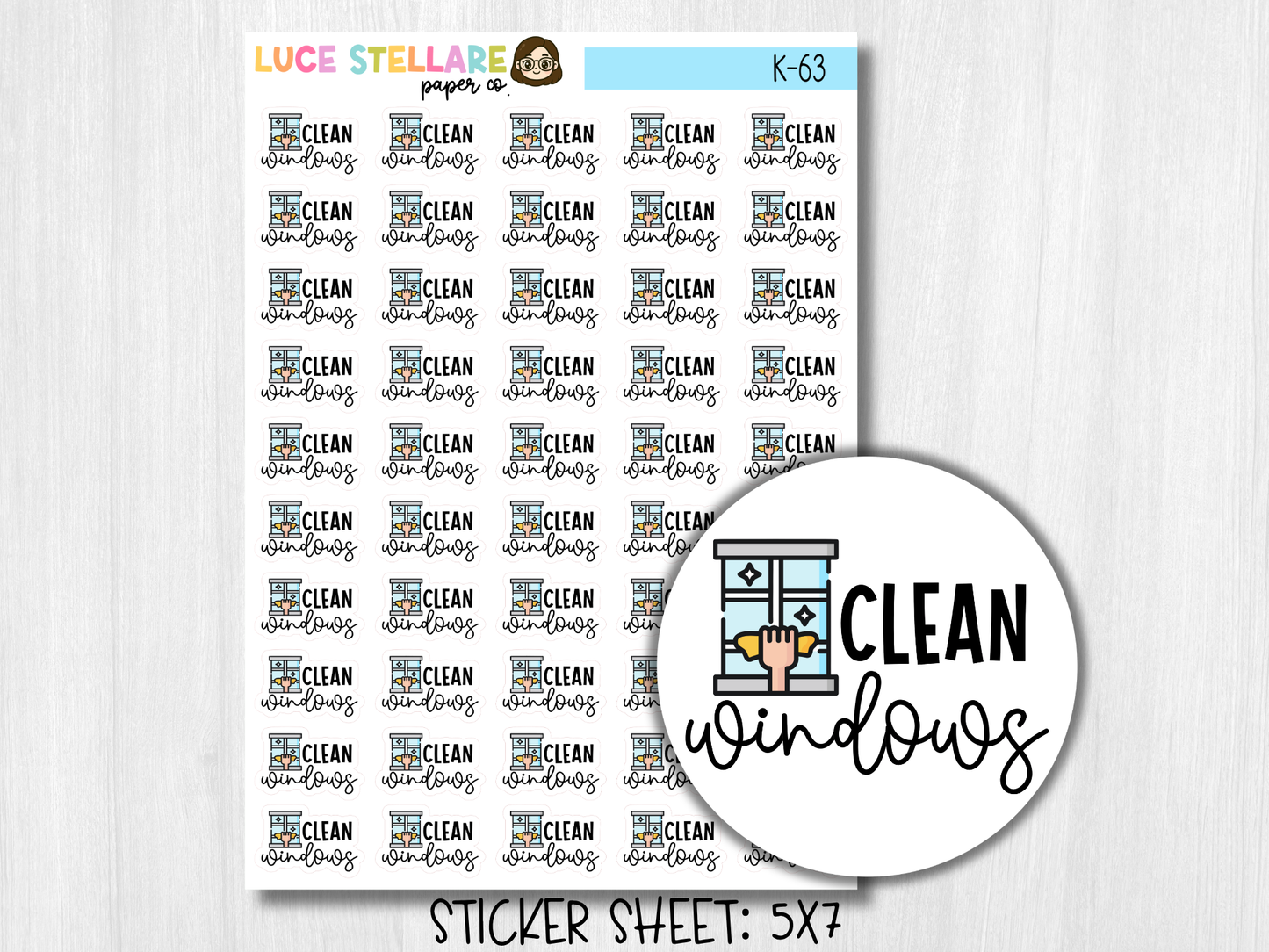 Clean Windows Planner Stickers / K-63