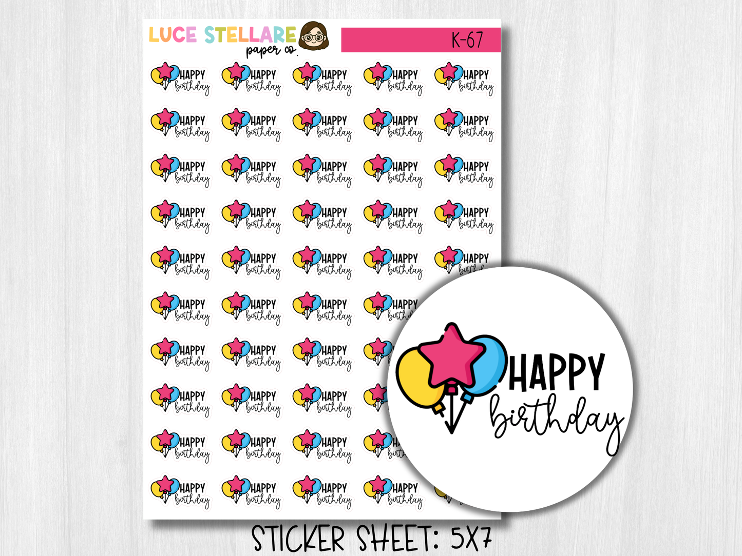 Happy Birthday Planner Stickers / K-67