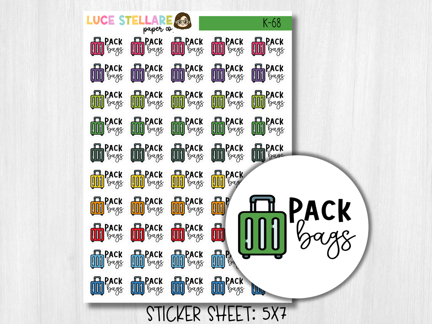 Pack Bags Planner Stickers / K-68