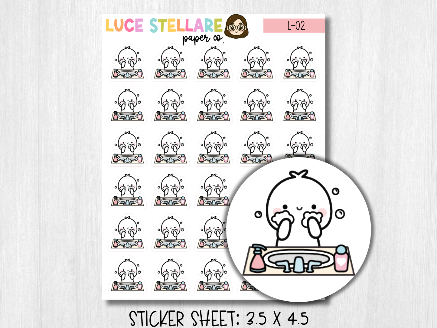 Wash Face Planner Stickers / L-02