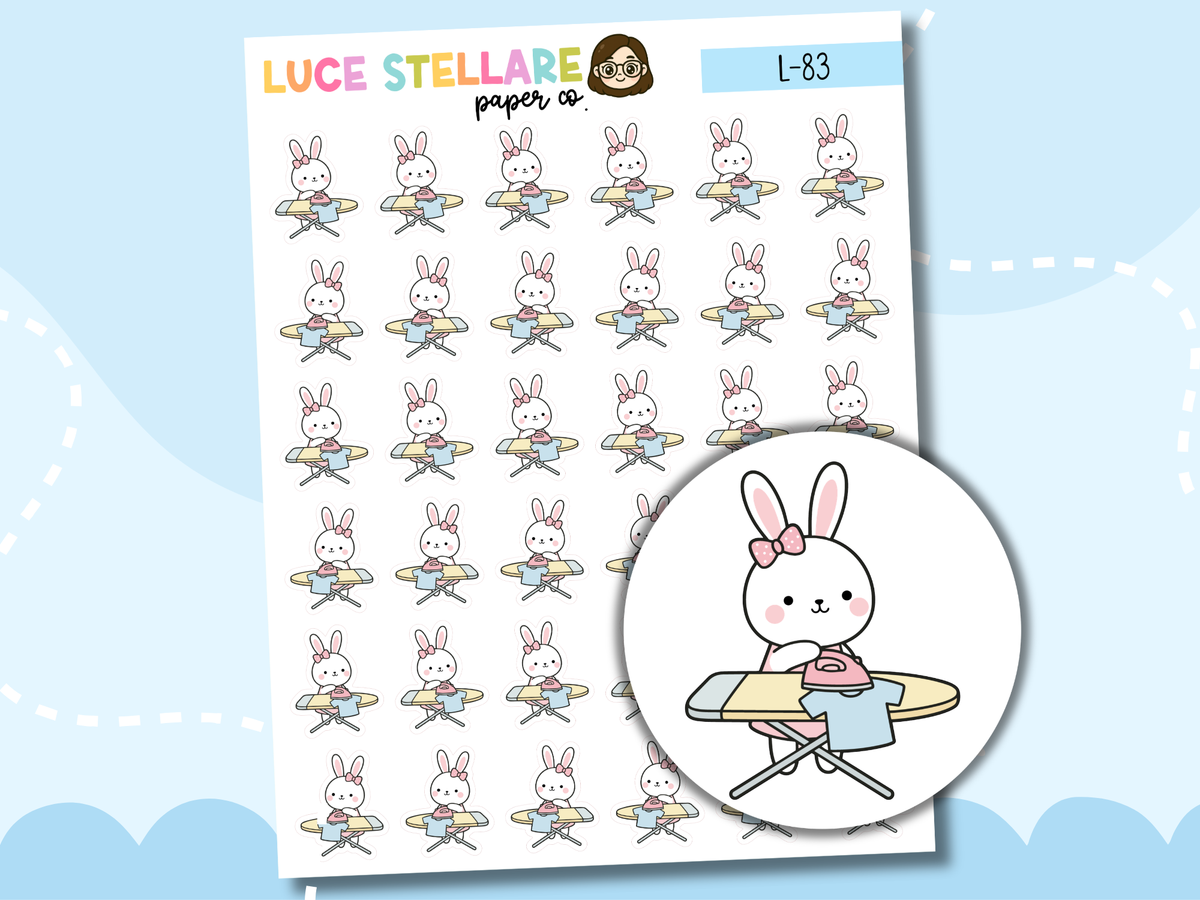 Bunny Ironing Planner Stickers / L-83